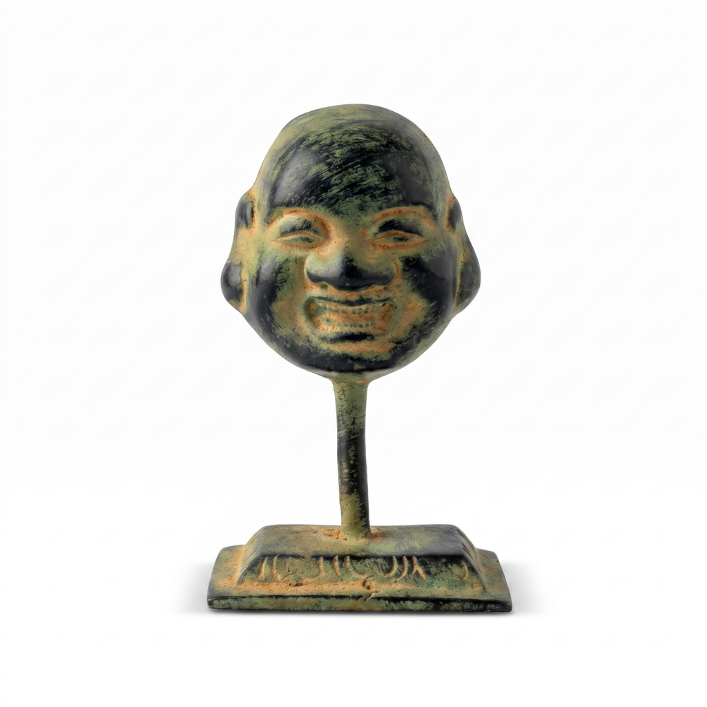 Brass Laughing Buddha (Small) | Dark Green Finish | 3.5 Inch