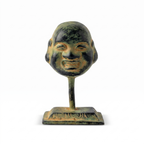 Brass Laughing Buddha (Small) | Dark Green Finish | 3.5 Inch
