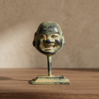 Brass Laughing Buddha (Small) | Dark Green Finish | 3.5 Inch