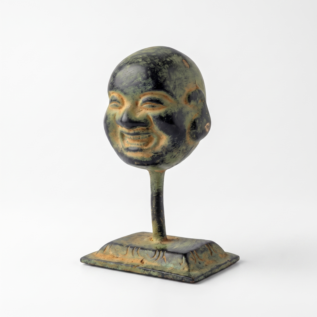 Brass Laughing Buddha (Small) | Dark Green Finish | 3.5 Inch