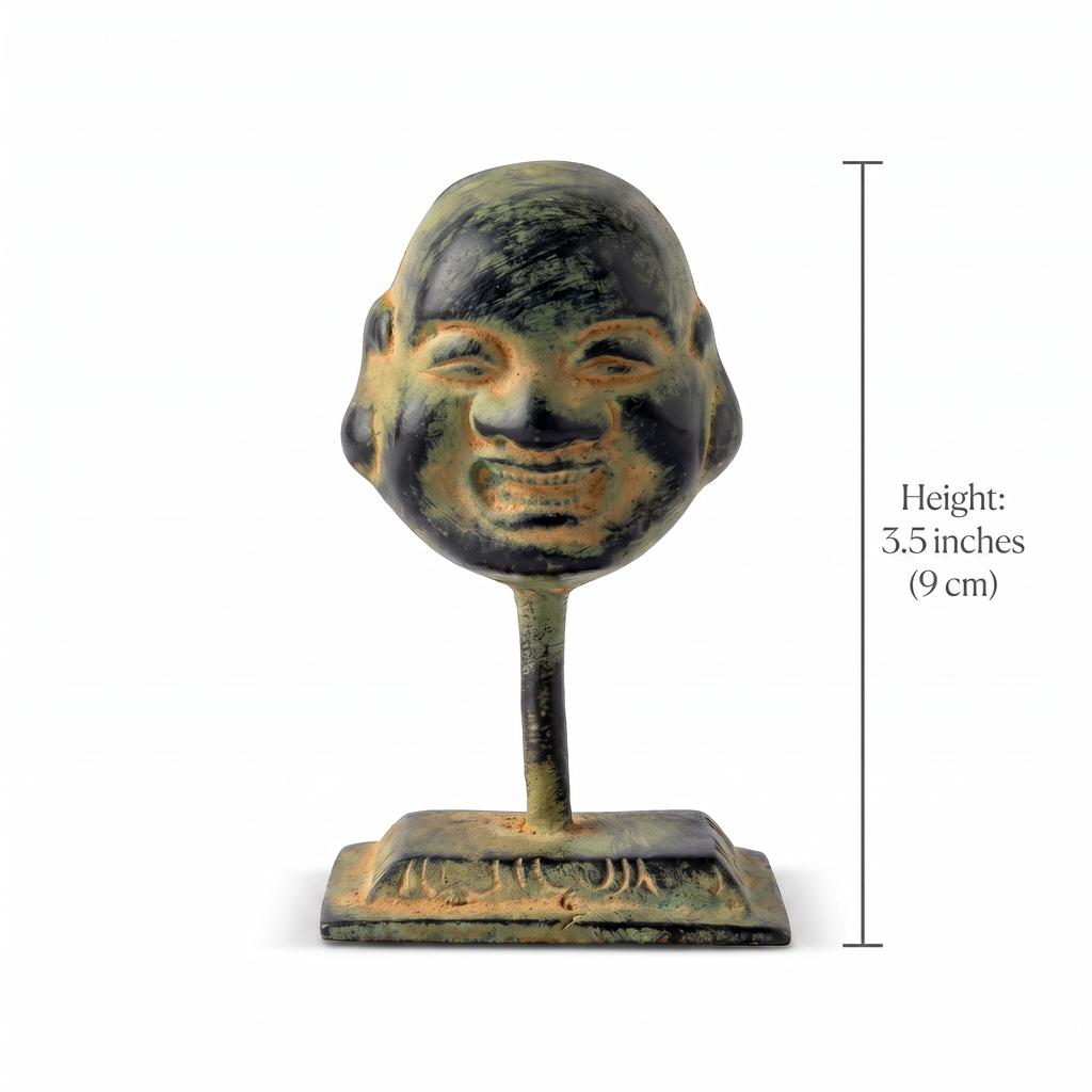 Brass Laughing Buddha (Small) | Dark Green Finish | 3.5 Inch