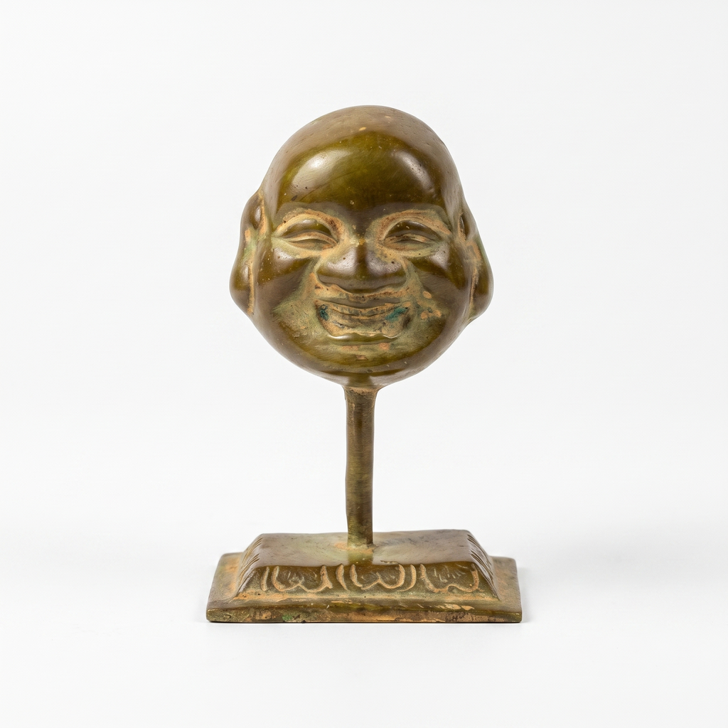 Brass Laughing Buddha (Small) | Brown-Green Finish | 3.5 Inch