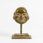 Brass Laughing Buddha (Small) | Brown-Green Finish | 3.5 Inch