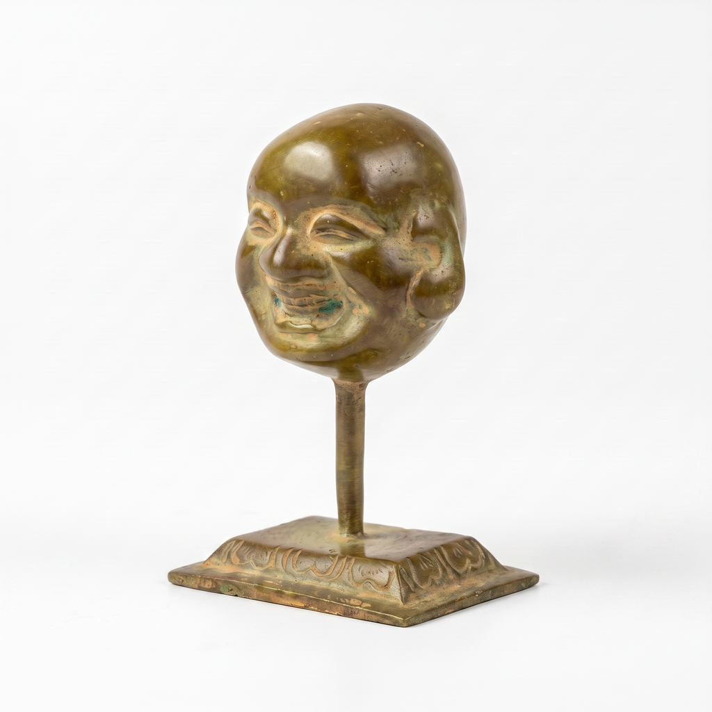 Brass Laughing Buddha (Small) | Brown-Green Finish | 3.5 Inch