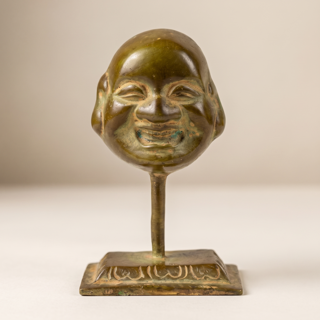 Brass Laughing Buddha (Small) | Brown-Green Finish | 3.5 Inch