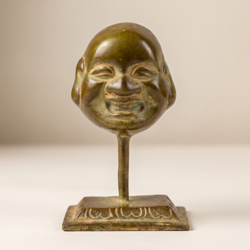 Brass Laughing Buddha (Small) | Brown-Green Finish | 3.5 Inch