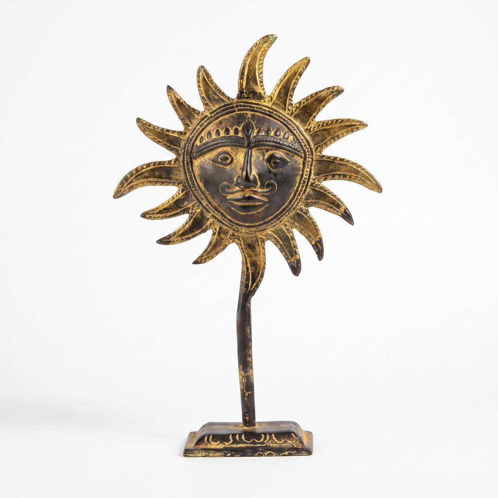 Brass Sun Table Decor | Black-Gold Finish | 17.5cm