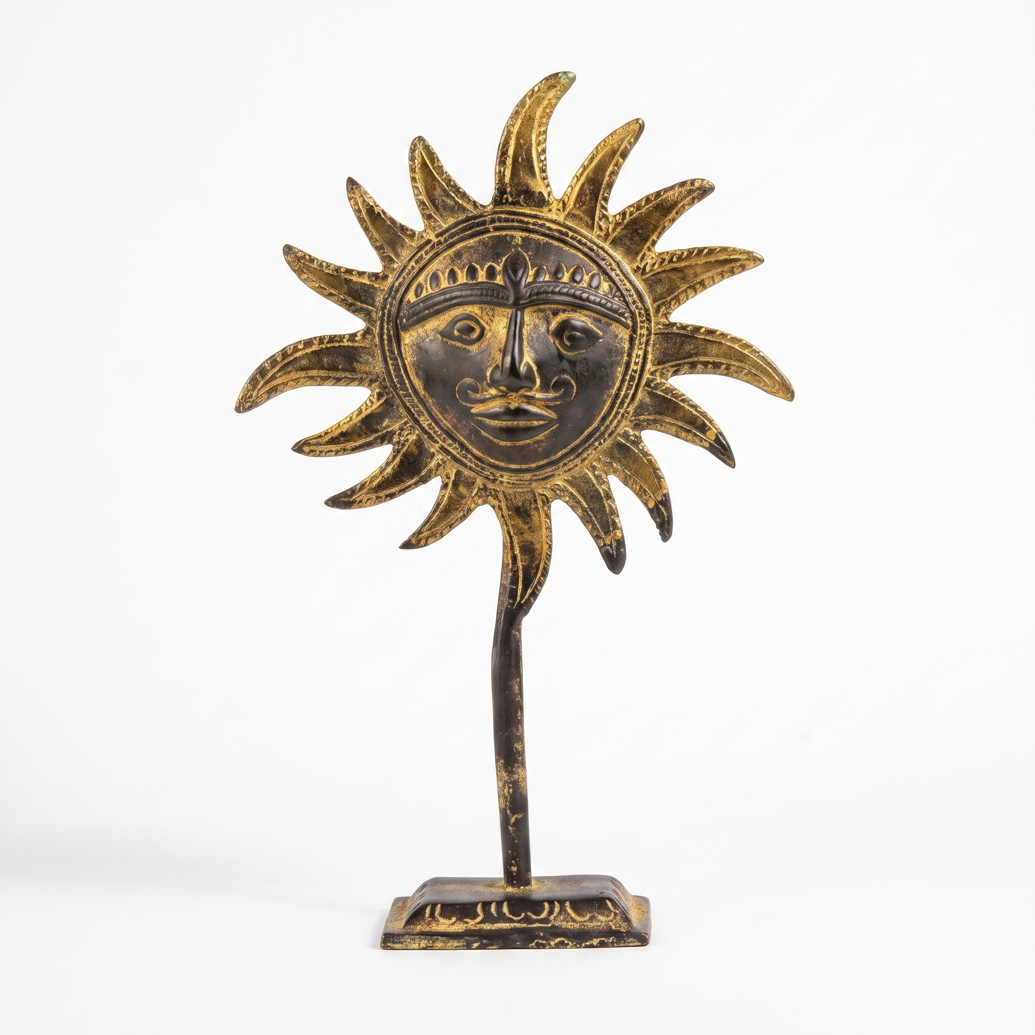 Brass Sun Table Decor | Black-Gold Finish | 17.5cm