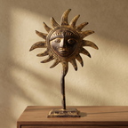 Brass Sun Table Decor | Black-Gold Finish | 17.5cm