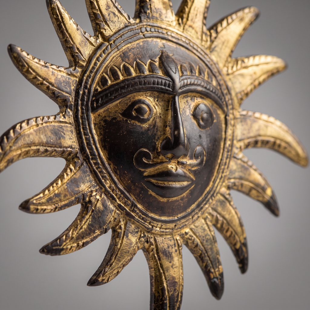 Brass Sun Table Decor | Black-Gold Finish | 17.5cm