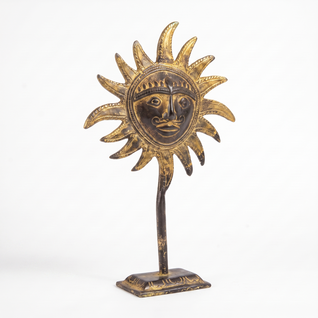Brass Sun Table Decor | Black-Gold Finish | 17.5cm