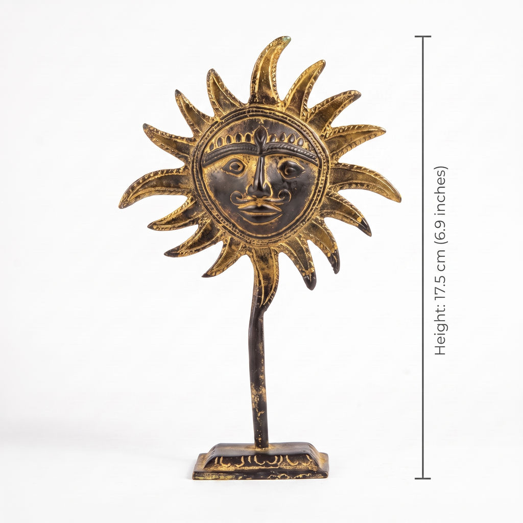Brass Sun Table Decor | Black-Gold Finish | 17.5cm