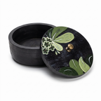 Black Wooden Handpainted Roti Box | 8x8x4 Inches