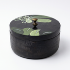 Black Wooden Handpainted Roti Box | 8x8x4 Inches