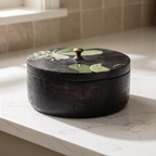 Black Wooden Handpainted Roti Box | 8x8x4 Inches