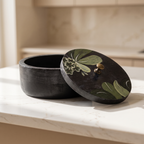 Black Wooden Handpainted Roti Box | 8x8x4 Inches