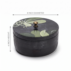 Black Wooden Handpainted Roti Box | 8x8x4 Inches