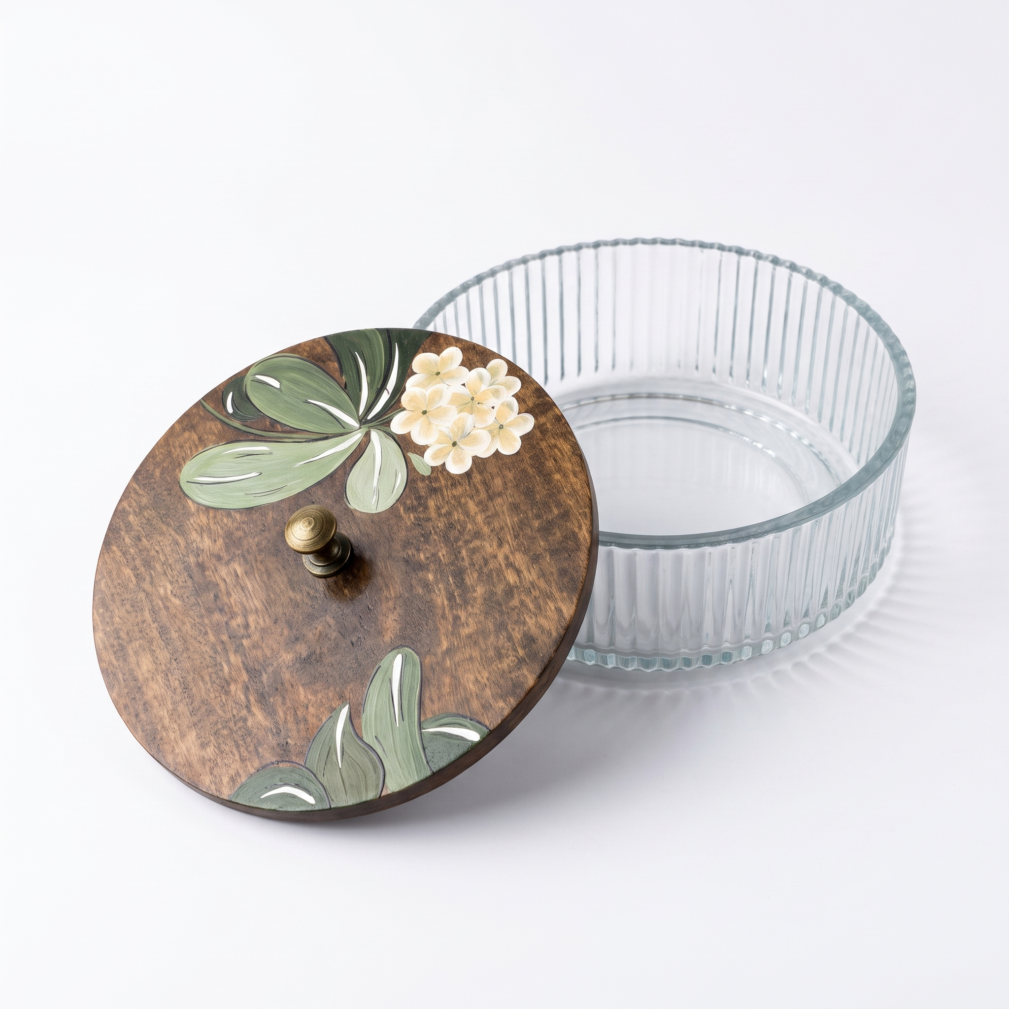 Glass Roti Box | Handpainted Top | 8.5x8.5x3 Inches