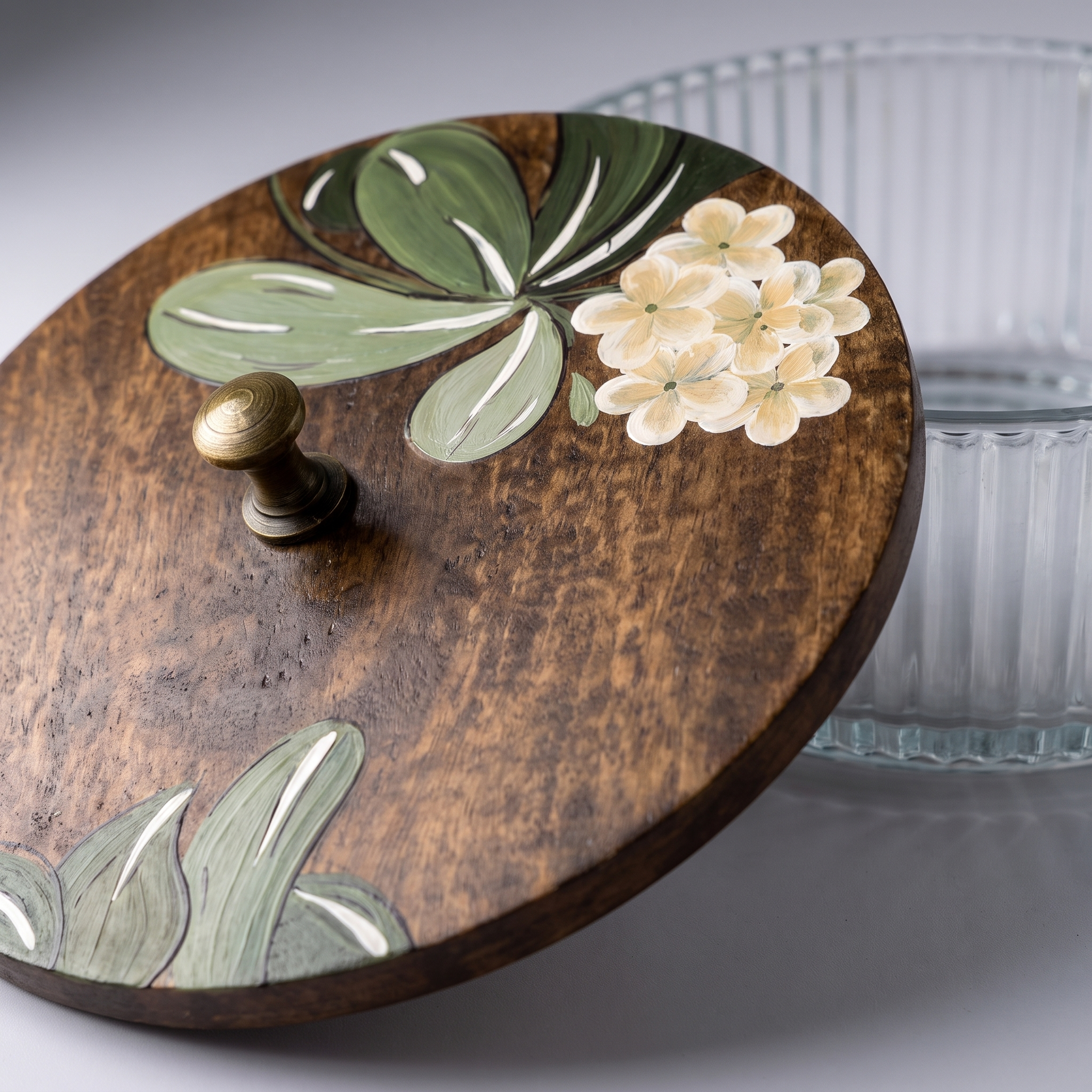 Glass Roti Box | Handpainted Top | 8.5x8.5x3 Inches