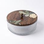 Glass Roti Box | Handpainted Top | 8.5x8.5x3 Inches