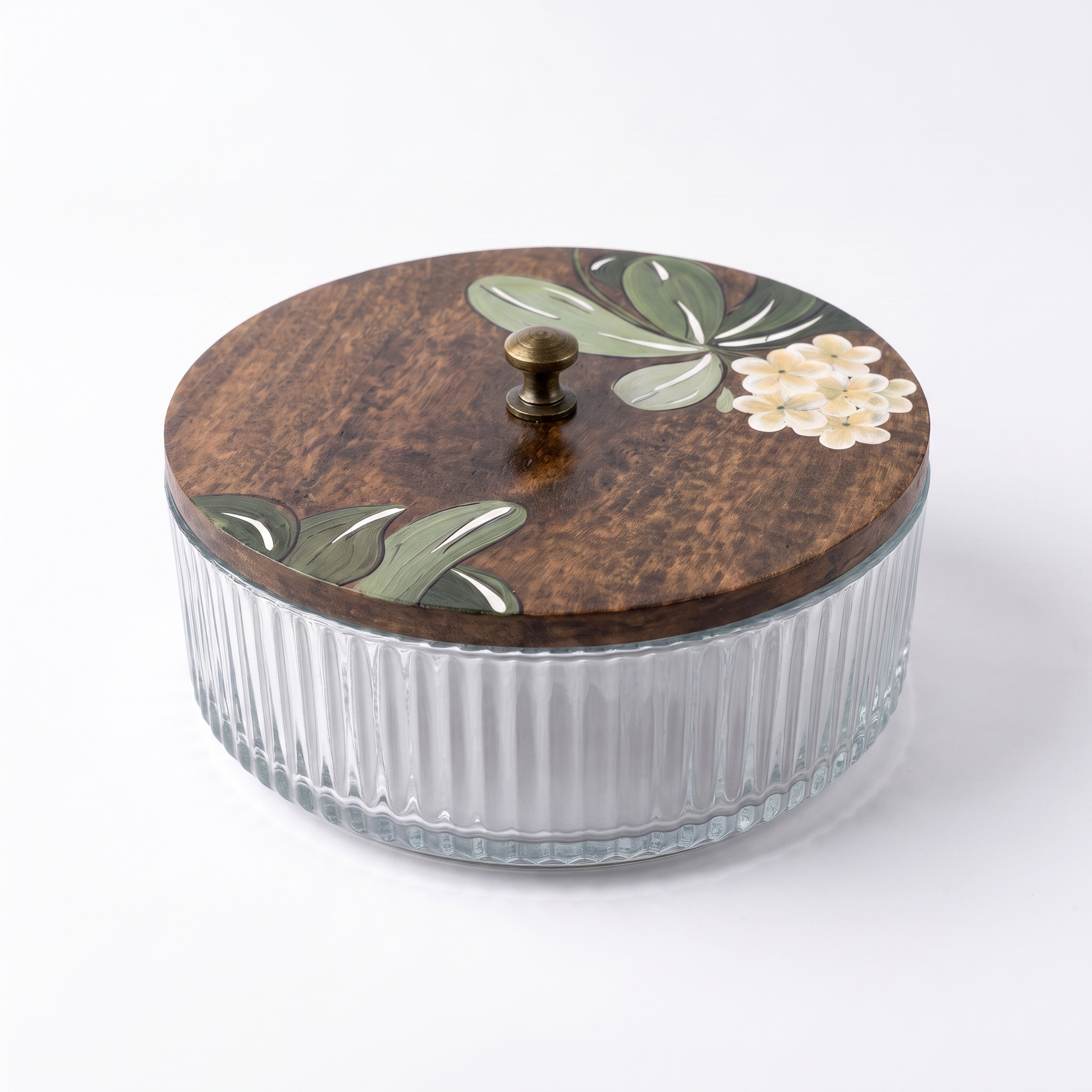 Glass Roti Box | Handpainted Top | 8.5x8.5x3 Inches