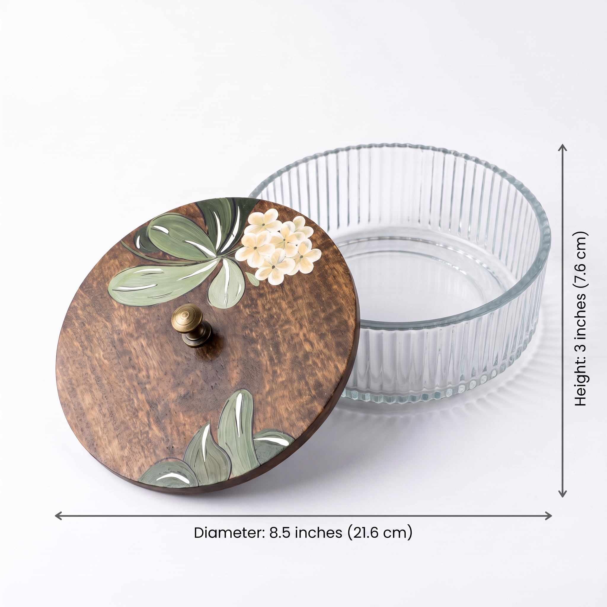 Glass Roti Box | Handpainted Top | 8.5x8.5x3 Inches