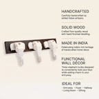 Wooden Elephant Keychain Holder | Brown Base | 7x18x3 Inch | White Elephants