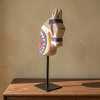 Wooden Horse on Metal Stand | White | H -13.5 inch & 4x3 inch base