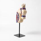 Wooden Horse on Metal Stand | White | H -13.5 inch & 4x3 inch base