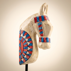 Wooden Horse on Metal Stand | White | H -13.5 inch & 4x3 inch base