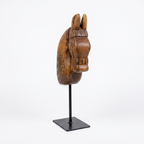 Wooden Horse on Metal Stand | Natural | H -13.5 inch & 4x3 inch base