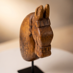 Wooden Horse on Metal Stand | Natural | H -13.5 inch & 4x3 inch base