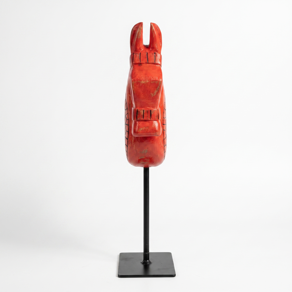 Wooden Horse on Metal Stand | Red | H -13.5 inch & 4x3 inch base