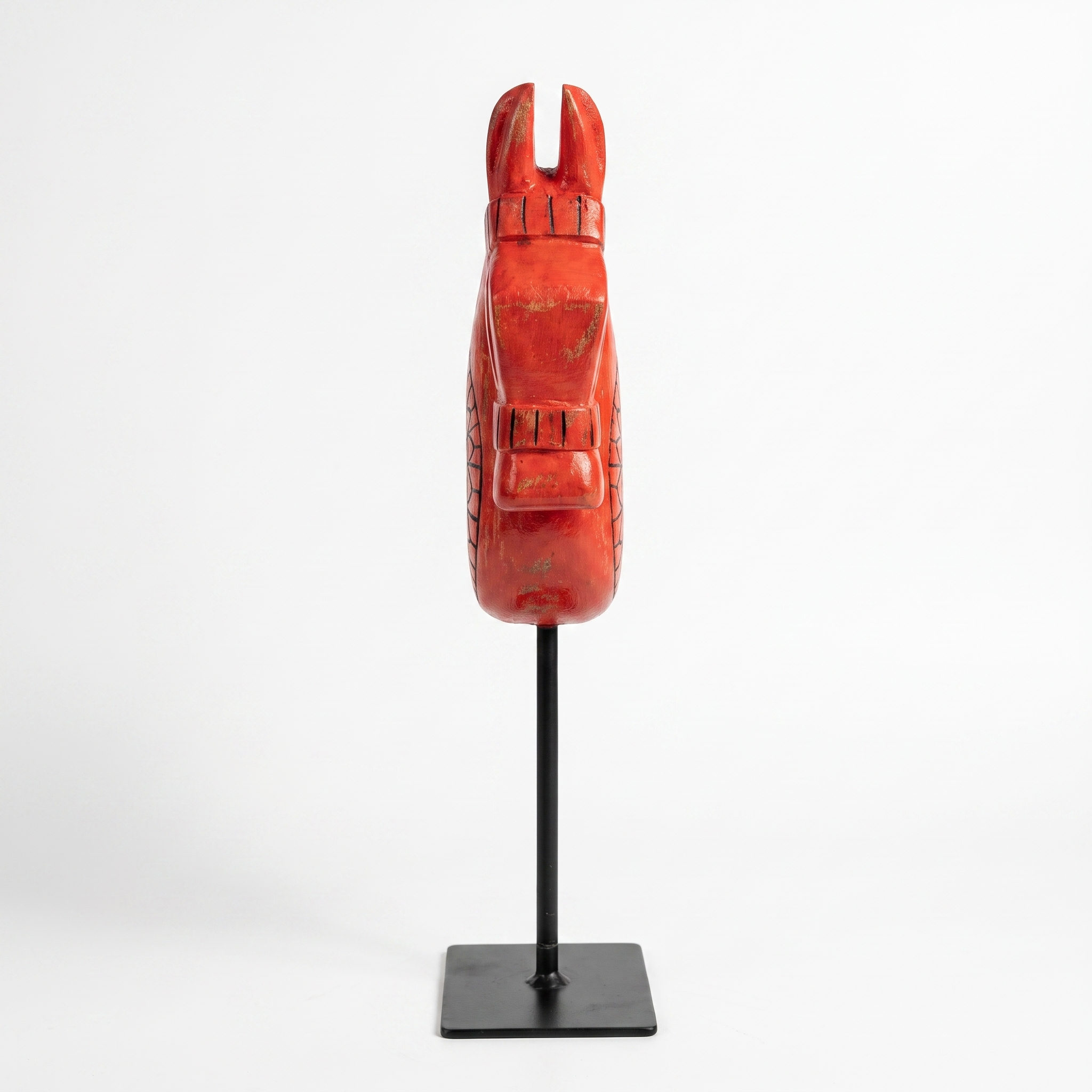 Wooden Horse on Metal Stand | Red | H -13.5 inch & 4x3 inch base