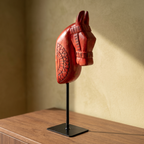 Wooden Horse on Metal Stand | Red | H -13.5 inch & 4x3 inch base