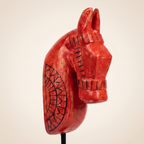 Wooden Horse on Metal Stand | Red | H -13.5 inch & 4x3 inch base