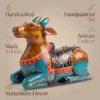 Handpainted Nandi Multicolour | Brown-Blue | 9x7x3.5inch