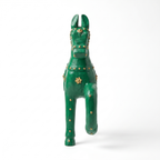 Wooden Horse Wall Hanging | Green with Brass Studded | 13.5x6x3.5 inch