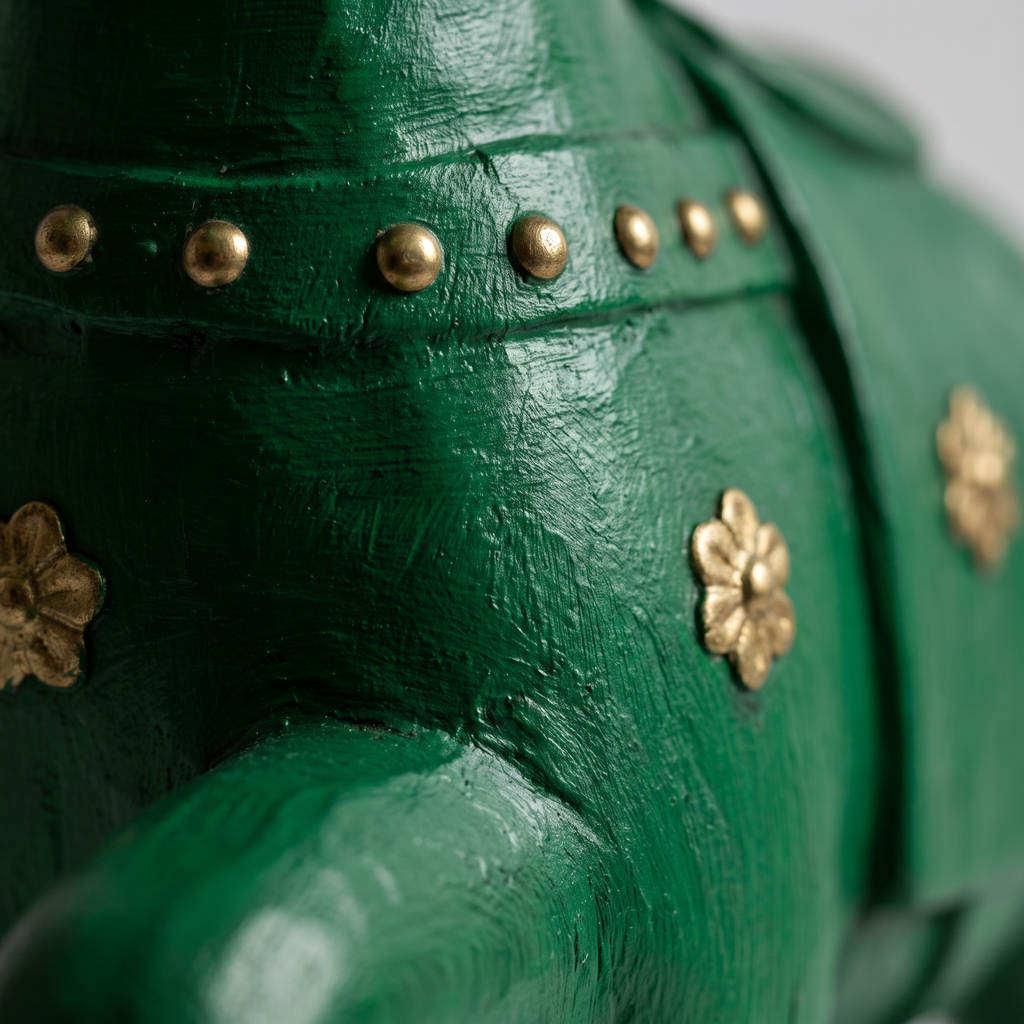 Wooden Horse Wall Hanging | Green with Brass Studded | 13.5x6x3.5 inch