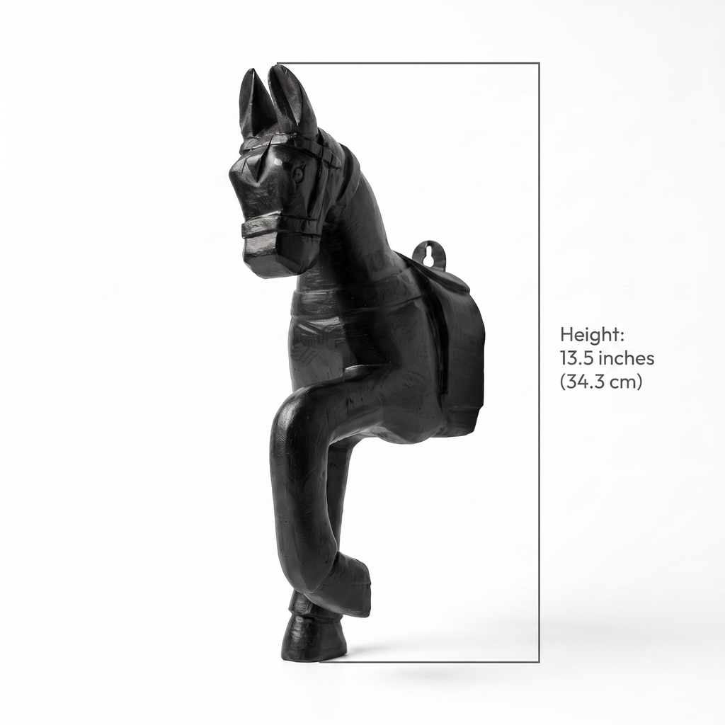 Wooden Horse Wall Hanging | Black | 13.5x6x3.5 inch