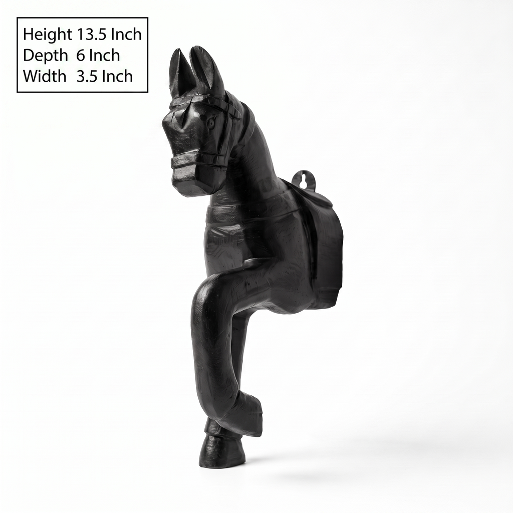 Wooden Horse Wall Hanging | Black | 13.5x6x3.5 inch