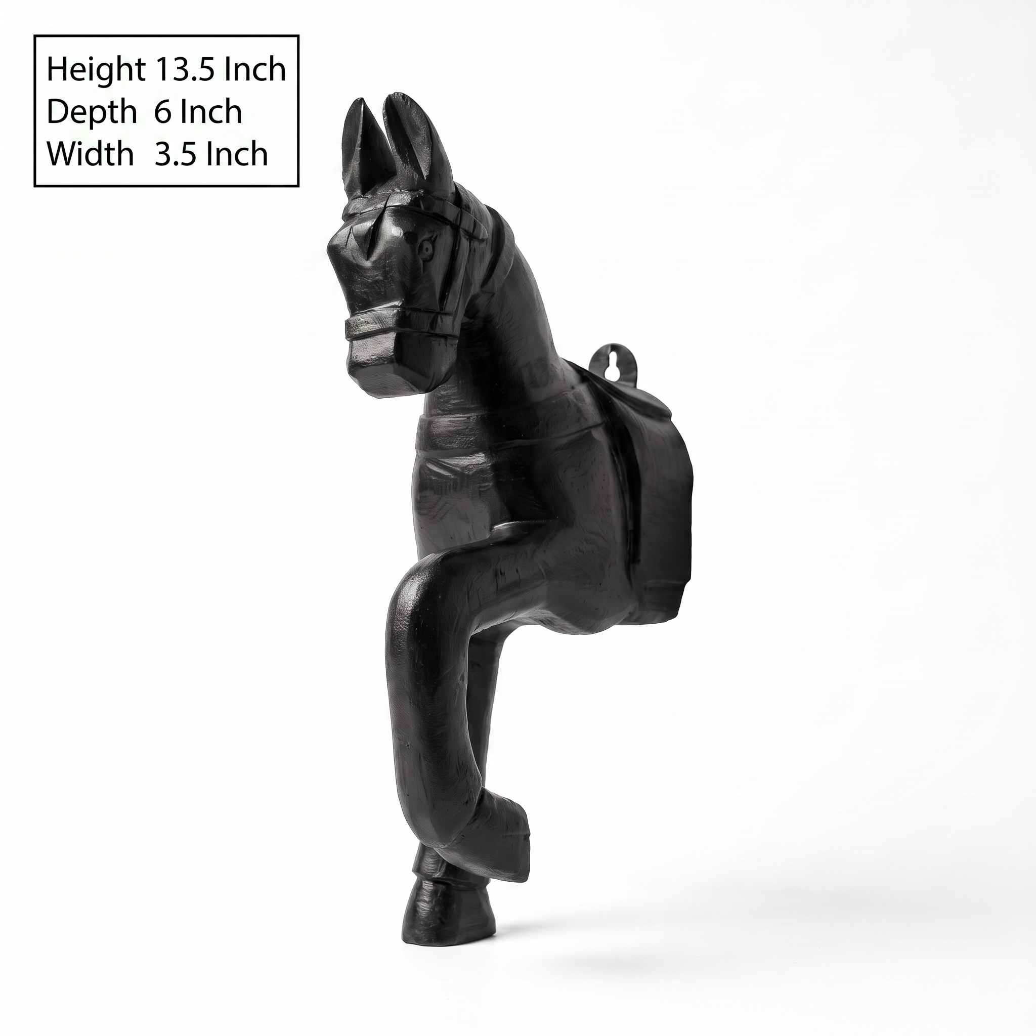Wooden Horse Wall Hanging | Black | 13.5x6x3.5 inch