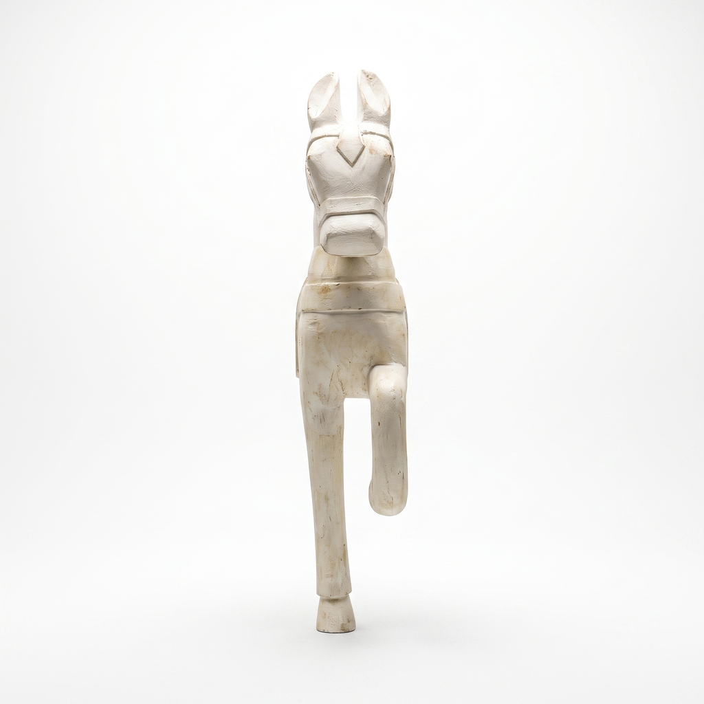 Wooden Horse Wall Hanging Large | White | 23x8x4.5 inch