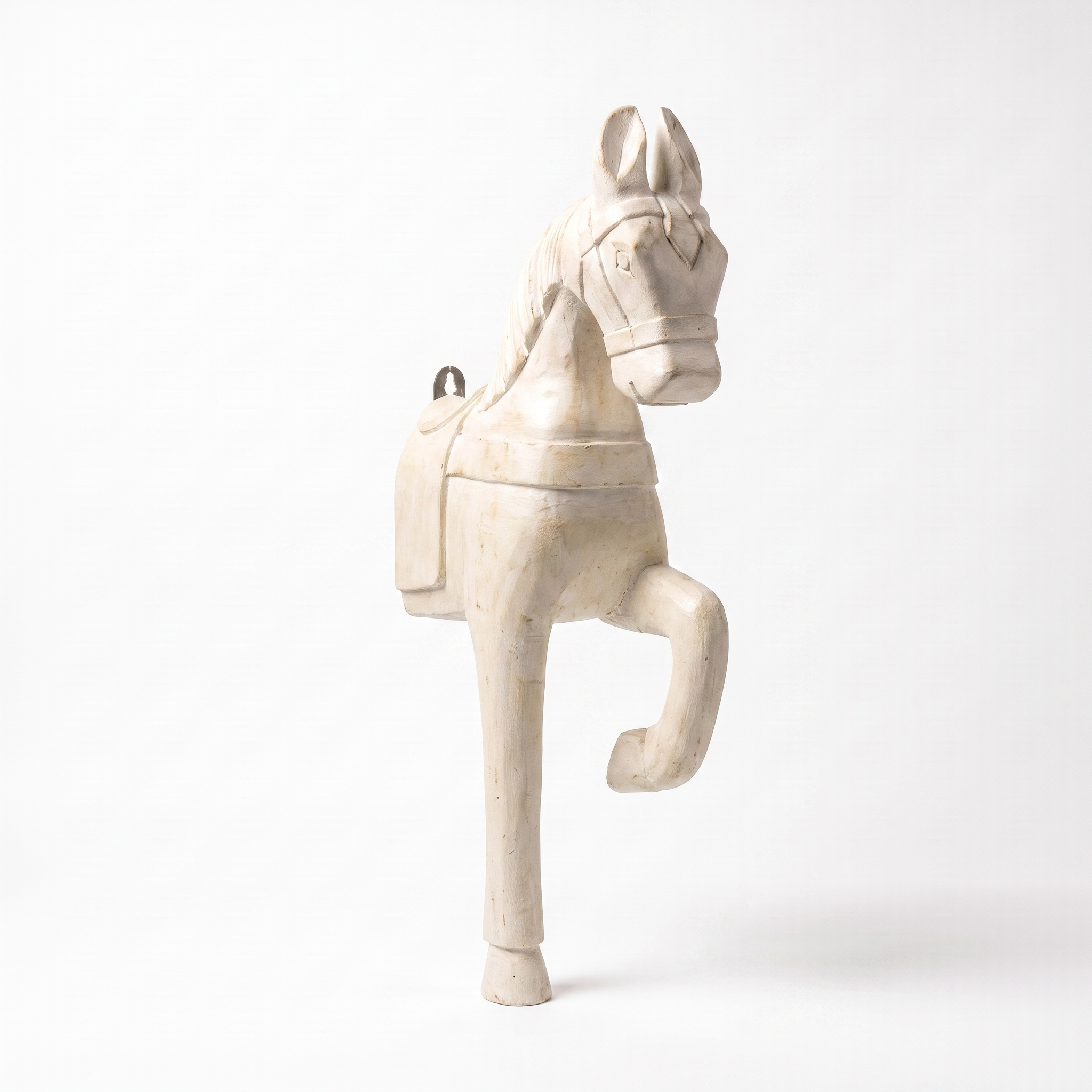 Wooden Horse Wall Hanging Large | White | 23x8x4.5 inch