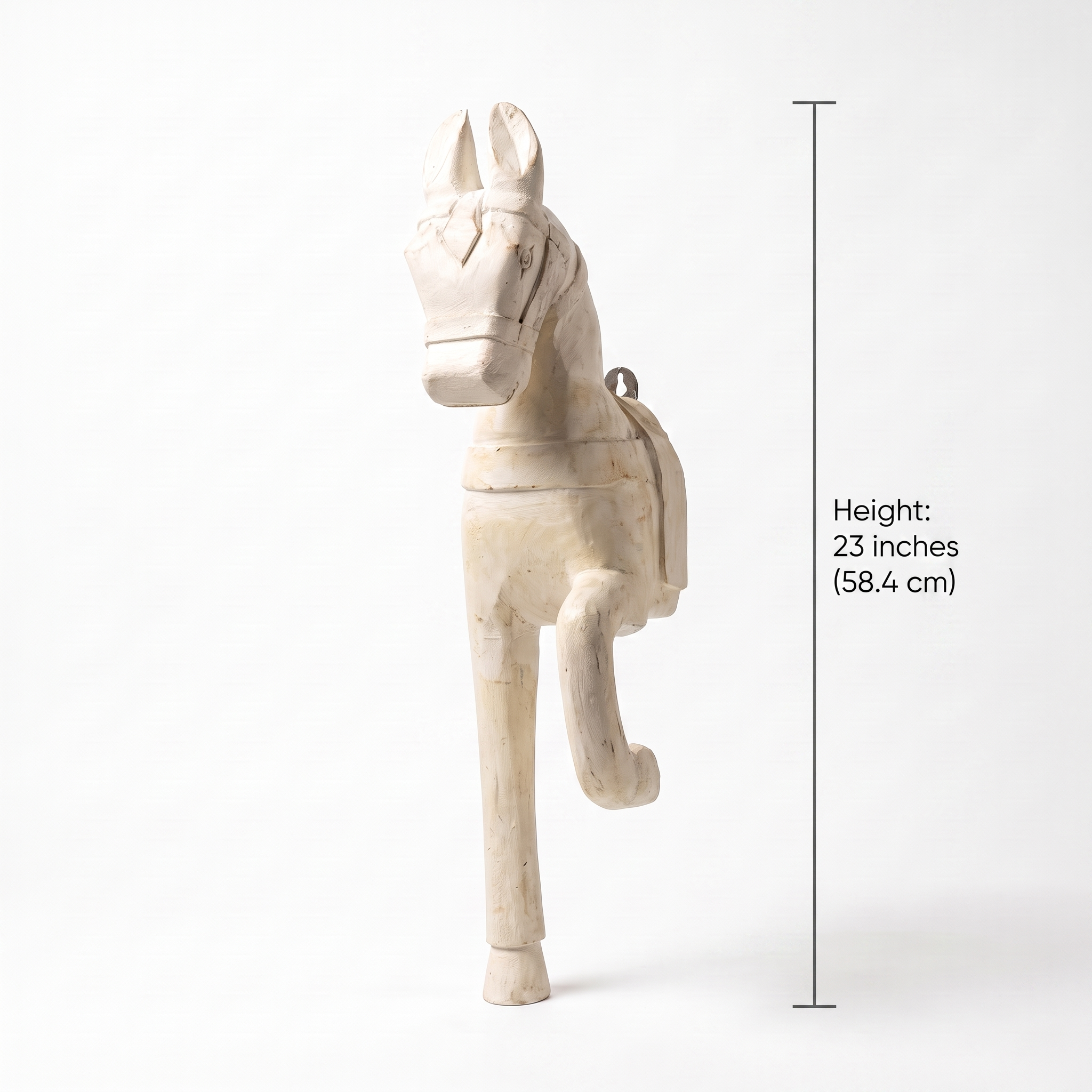 Wooden Horse Wall Hanging Large | White | 23x8x4.5 inch