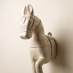 Wooden Horse Wall Hanging Large | White | 23x8x4.5 inch