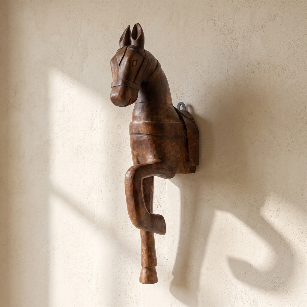 Wooden Horse Wall Hanging Large | Brown/Wood Finish | 23x8x4.5 inch