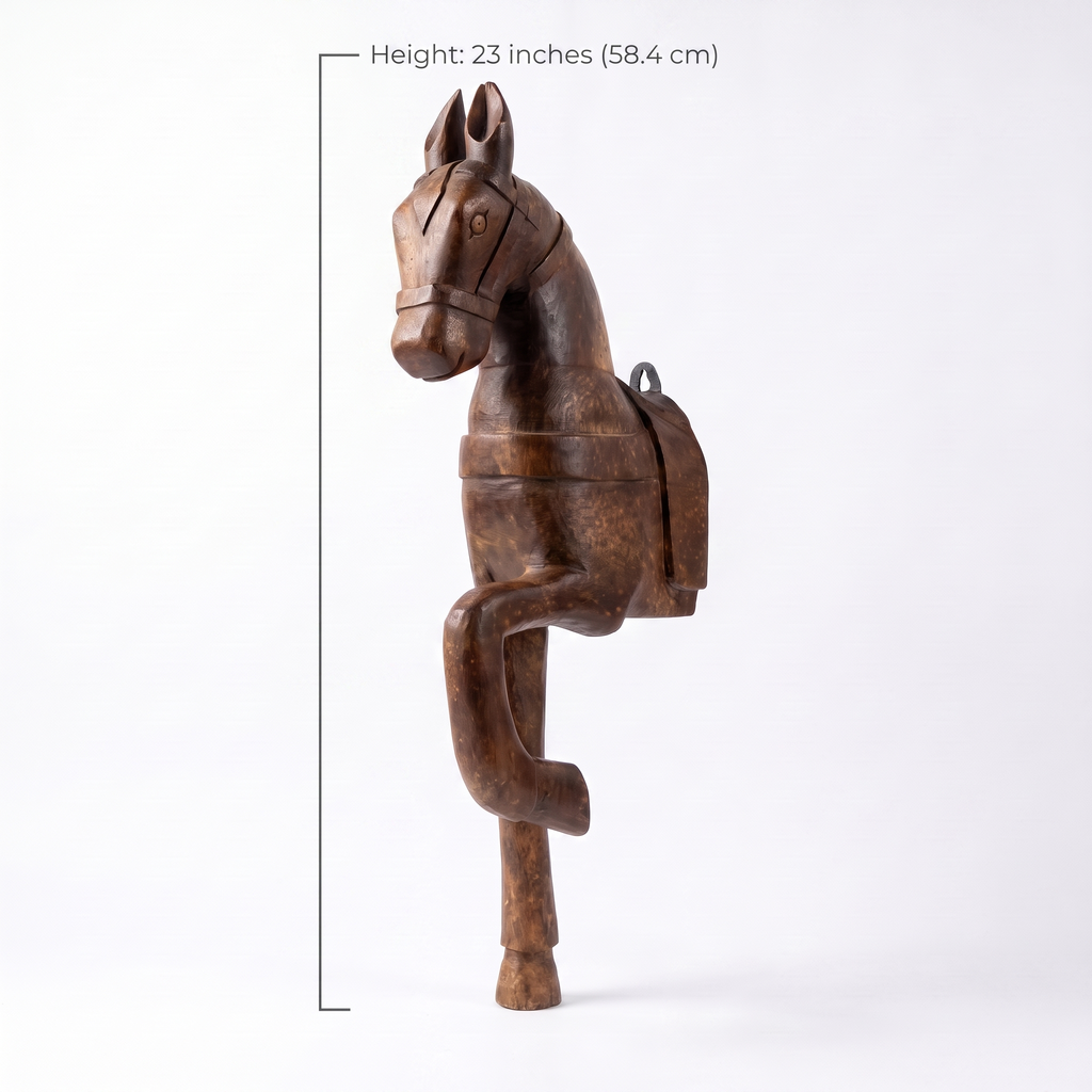 Wooden Horse Wall Hanging Large | Brown/Wood Finish | 23x8x4.5 inch
