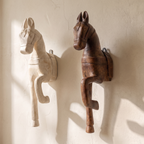 Wooden Horse Wall Hanging Large | White | 23x8x4.5 inch