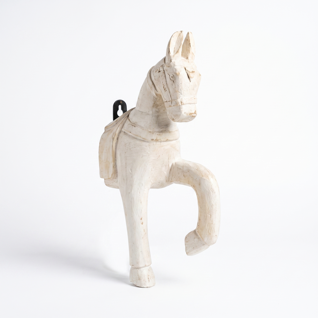Wooden Horse Wall Hanging | White | 13.5x6x3.5 inch